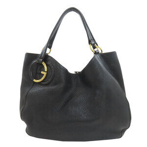 GUCCI Black Leather Tote Bag
